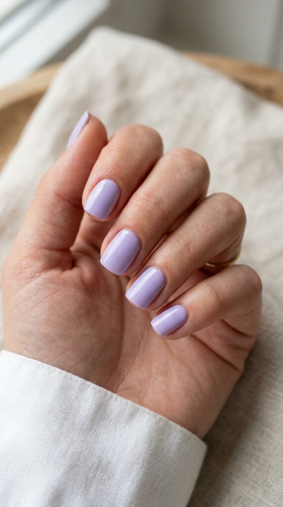 18 Short Summer Nails That Are Cute, Bright & Totally Save-Worthy Ideas to Elevate Your Style 16 Lavender nails glossy 202604251312
