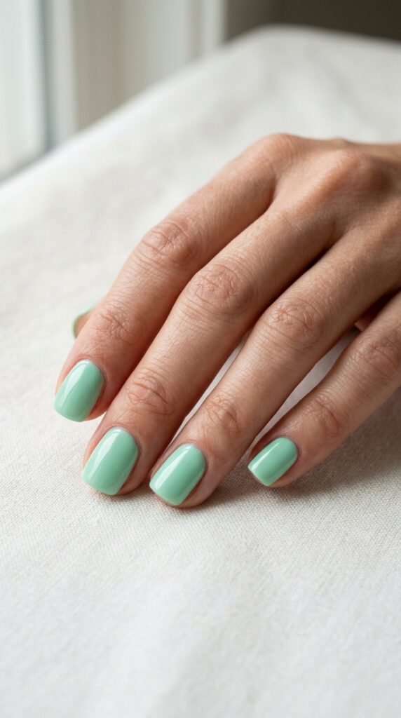 18 Short Summer Nails That Are Cute, Bright & Totally Save-Worthy Ideas to Elevate Your Style 14 Mint green nails 202604251310