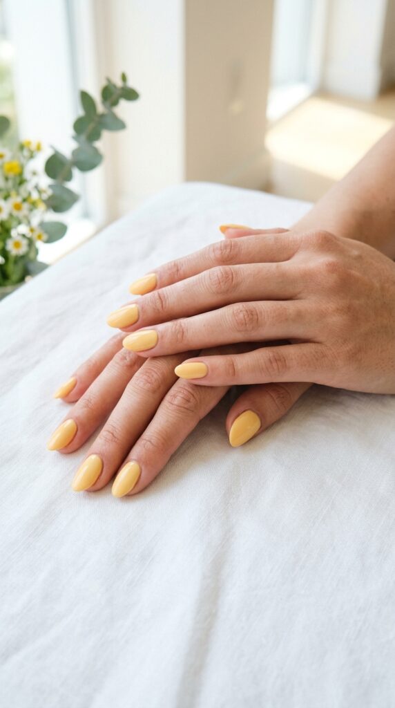 25 Stunning Short Almond Nail Ideas for 2026 to Elevate Your Style 11 Two hands with 202604242240