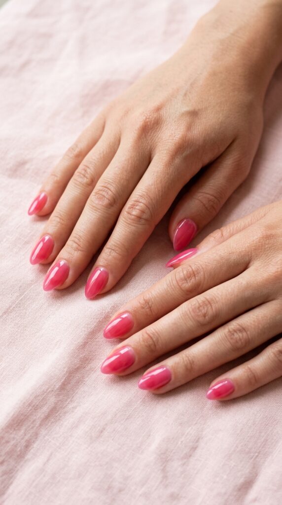 25 Stunning Short Almond Nail Ideas for 2026 to Elevate Your Style 14 Two hands with 202604242301 1