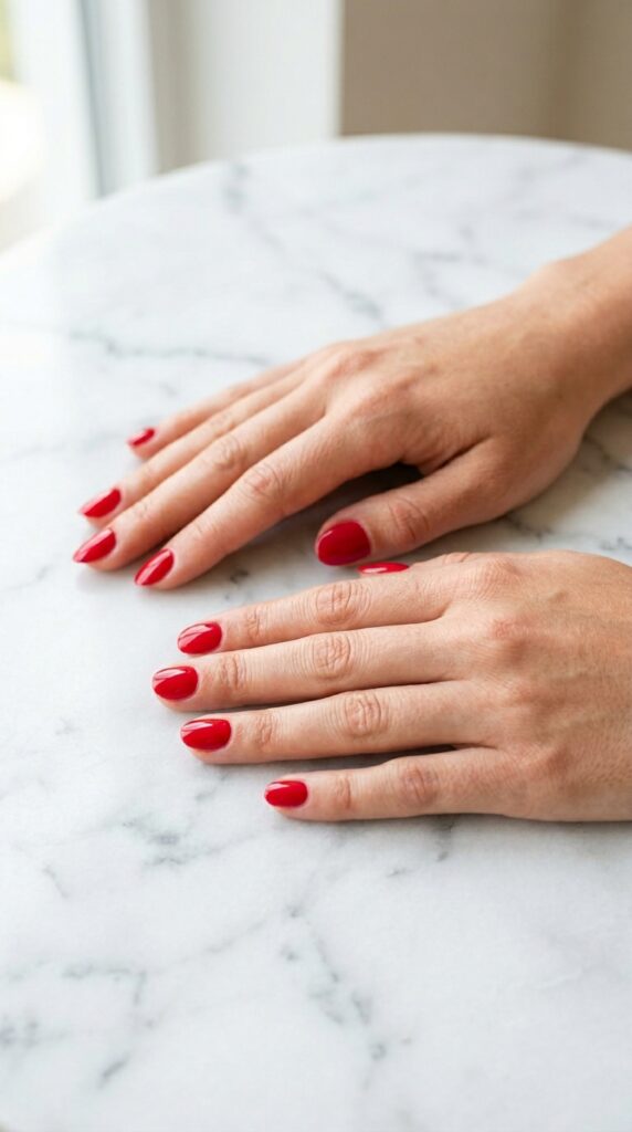 25 Stunning Short Almond Nail Ideas for 2026 to Elevate Your Style 19 Two hands with 202604242305