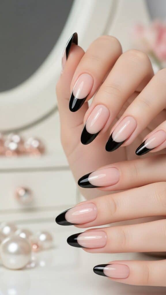 17 Black French Tip Nails That Turn a Classic Manicure Into a Statement 25 image39